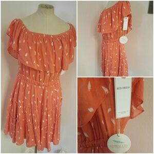 Hummingbird Sz L Off The Shoulder Ruffled Dress